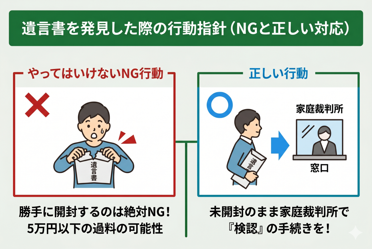 遊吟書を発見した時の正しい行動を示した図